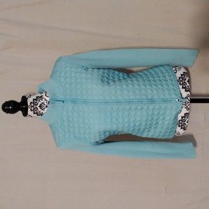 Vintage 70's Peter Martin Aqua Sweater Quilted Jacket Petite Large Hiking Casual